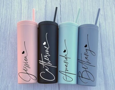 18oz Tumbler with Lid and Straw, Personalized Gifts for Her, Bridesmaid Proposal Gifts, Acrylic Tumblers, Christmas Gift - image1